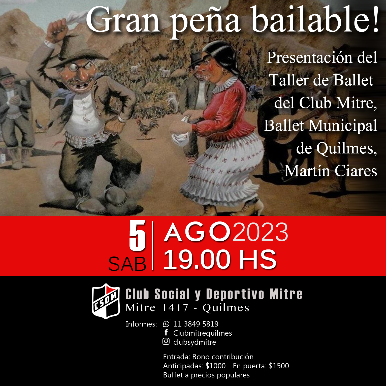 PeÃ±a bailable en el MItre 